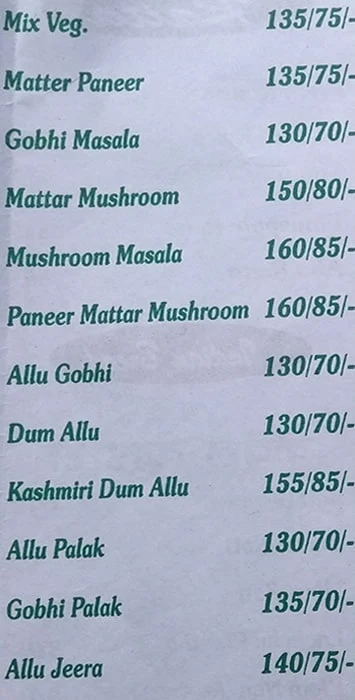 Vinayak Restaurant menu 