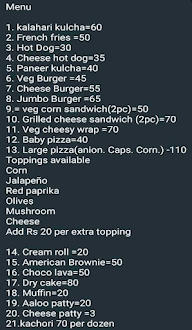 Bakery Bites menu 1