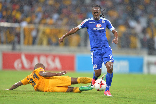 Willard Katsande and Reneilwe Letsholonyane during the Absa Premiership match between SuperSport United and Kaizer Chiefs at Mbombela Stadium on April 29, 2017 in Nelspruit, South Africa. (Photo by Lefty Shivambu/Gallo Images)