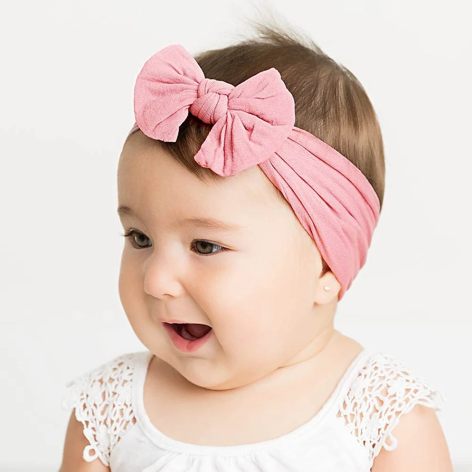 Super Stretchy Soft Knot Headbands with Hair Bows Head Wrap Hair Accessories For Newborn Baby Girls, Infants and Kids.