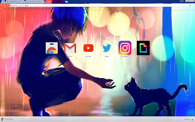 Blue-haired Anime-BOY helps a Kitten 2018 chrome extension