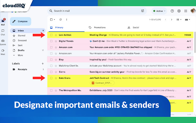 Highlight Emails in Gmail by cloudHQ