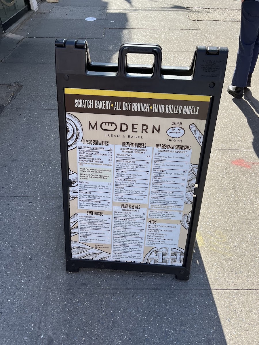 Modern Bread and Bagel gluten-free menu