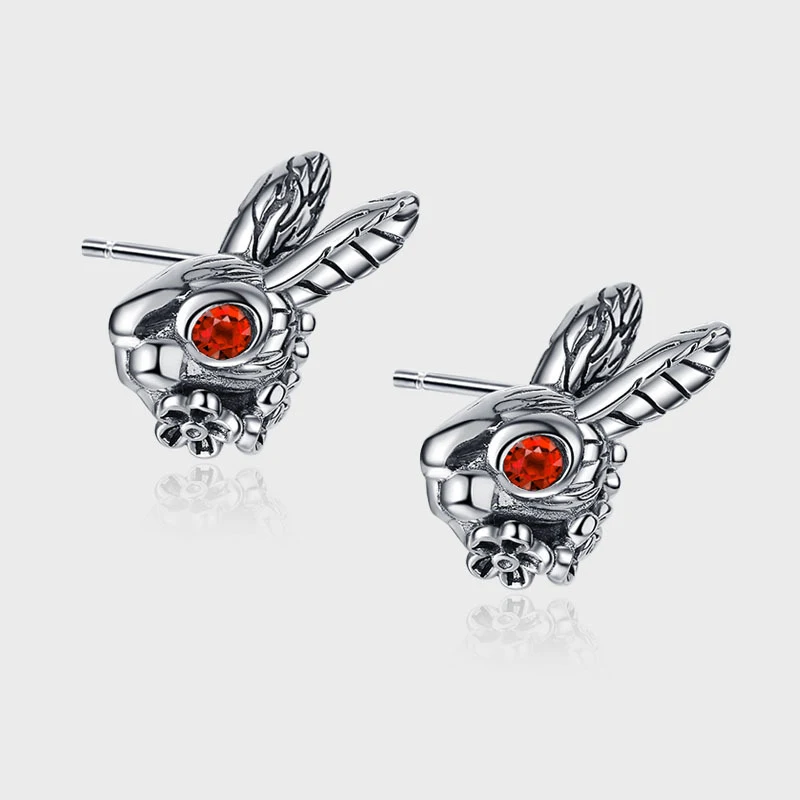 S925 Sterling Zilveren Stud Oorbellen Arrogante Retro Konijn, trendy dames oorbellen, stijlvolle sieraden, perfect cadeau.