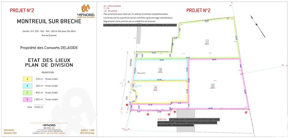 Vente terrain  353 m² à Montreuil-sur-breche (60480), 47 000 €