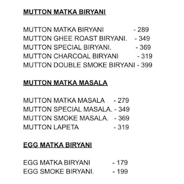 Mataka's Biryani menu 