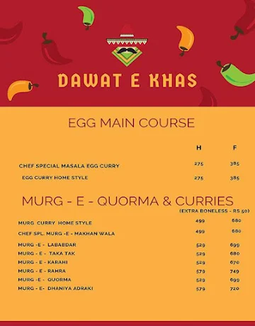 Dawat-E-Khas menu 