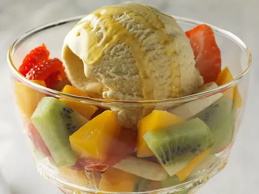 Vanilla Ice Cream Topped With Fruits