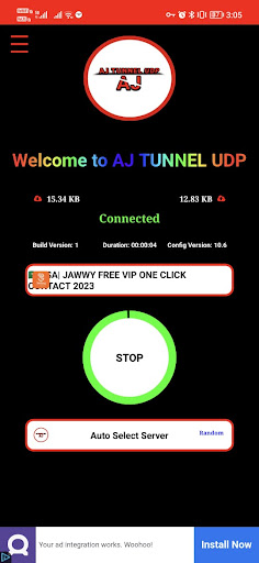 Screenshot AJ TUNNEL UDP