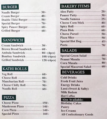 Flying Foods menu 