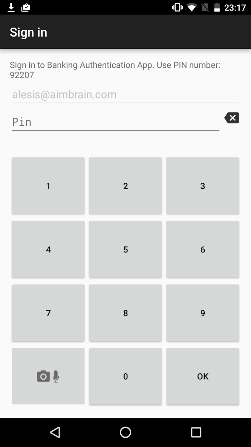 AimBrain Data Collection Screen 1