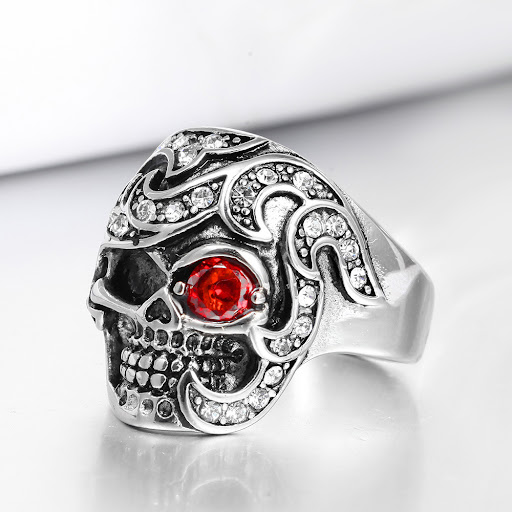 Title 1, RVS schedelring met zirkonia, mode sieraden voo...