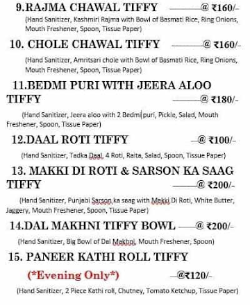 Cheffy Tiffy menu 