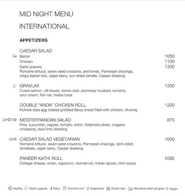 24/7 Restaurant - The Lalit menu 