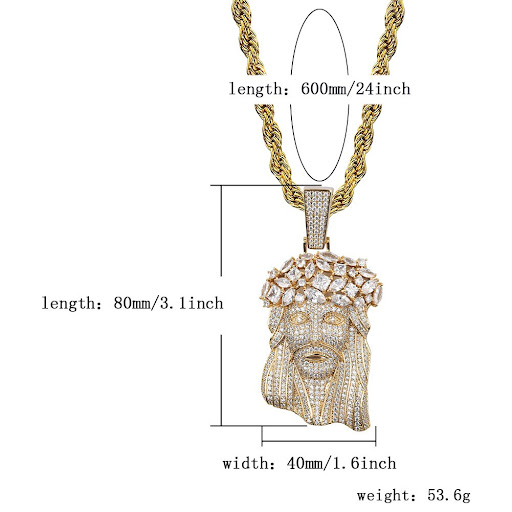 Title 5, Jesus full zircon pendant