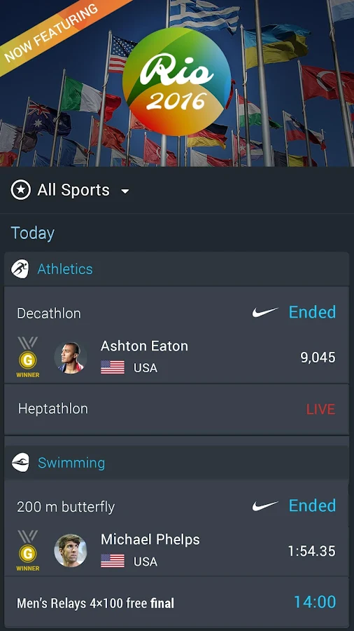   365Scores featuring Rio 2016- screenshot  