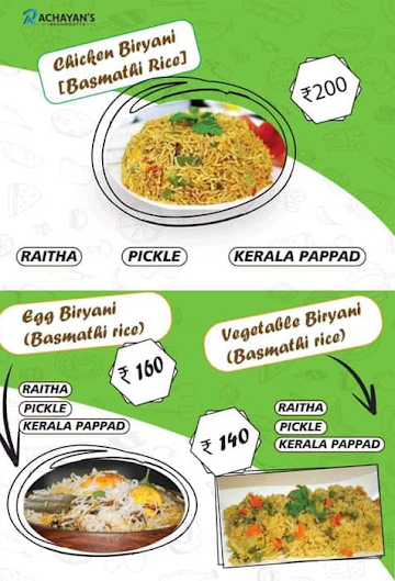 Achayan`s Ruchikoottu menu 