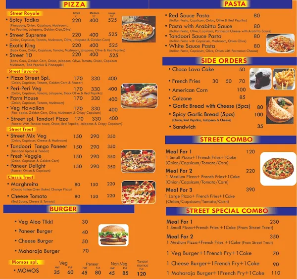 Pizza Street menu 