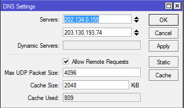 Seeting DNS pada Mikrotik