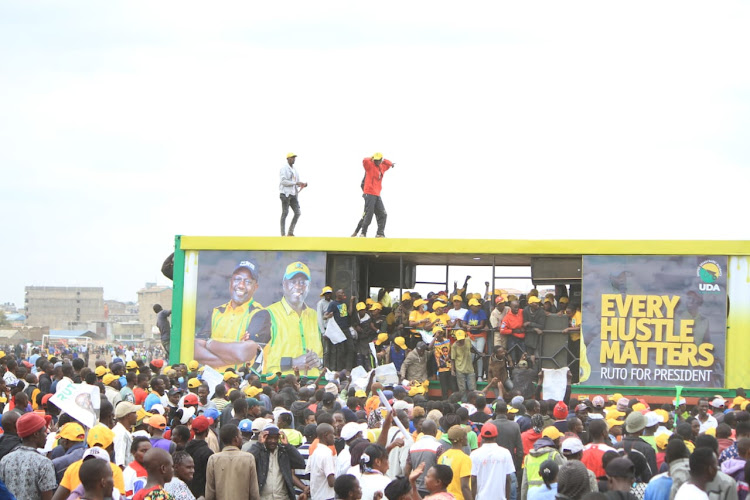 DP Ruto's rally a Jacaranda grounds stoned on Sunday but hustlers carried on.