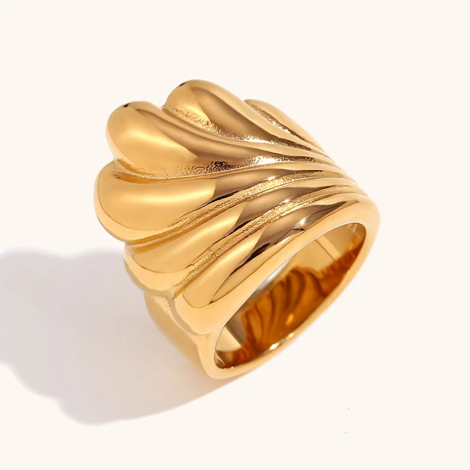 Eenvoudige en lichte luxe ring, 18K goud verguld roestvrij staal, stijlvol en duurzaam, ideaal voor dagelijks gebruik.