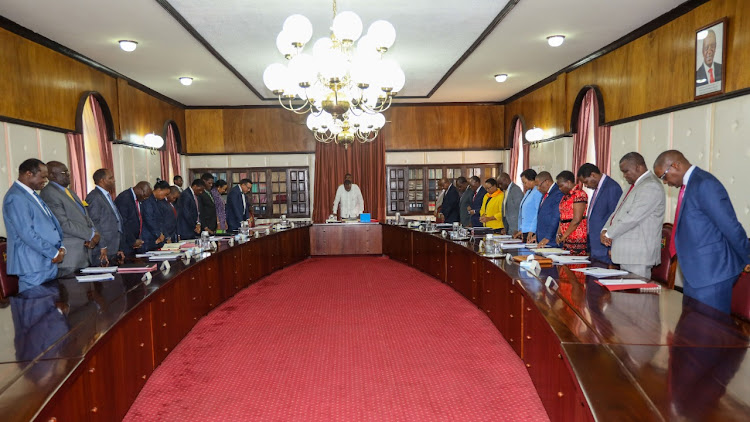 President Uhuru Kenyatta chairs a Cabinet meeting at State House, Nairobi, on Thursday 19, 20119.