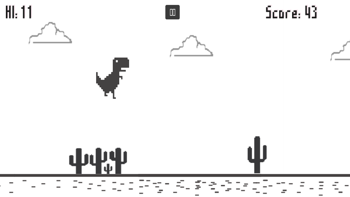 Google Chrome's Dinosaur Game when the is down