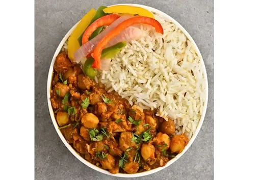 Masala Chole Chawal With Amul Butter