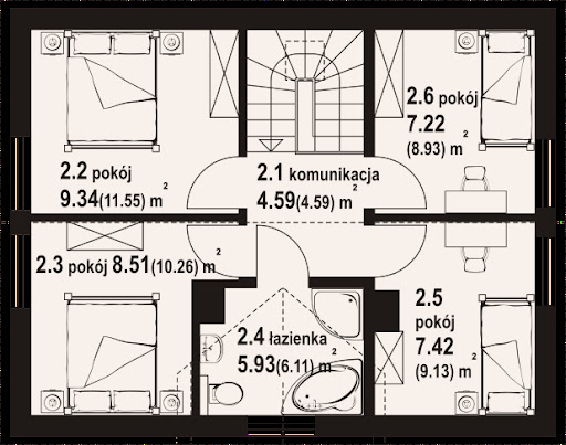 Zawojowo bb 70 dws - Rzut poddasza