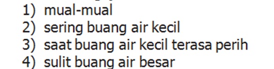 Gejala sederhana bagi penderita infeksi saluran kencing ditunjukkan oleh nomor ... . 