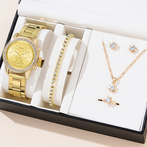 Title 3, Womens Three-eye Quartz Diamond-embedded Watch