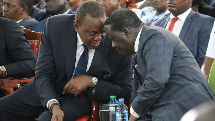 President Uhuru Kenyatta and ODM leader Raila Odinga at a past function.