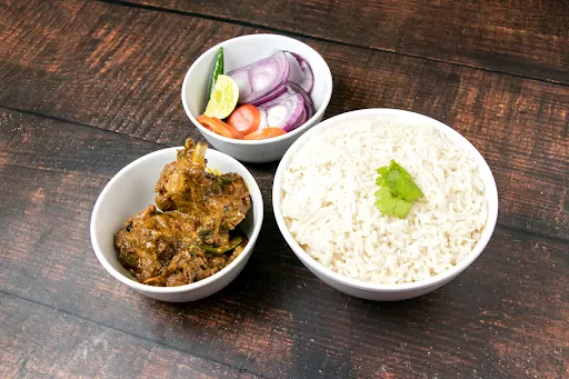 Rice [500 Ml] With Mutton Kosha [1 Piece] And Salad