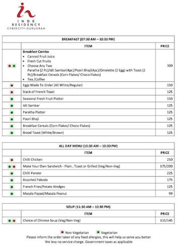 Cafe Inde menu 