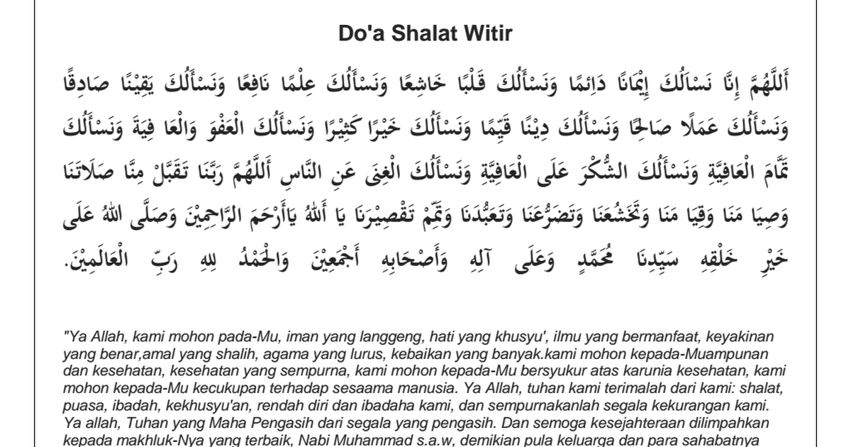 Doa Habis Sholat Witir Pdf Google Drive