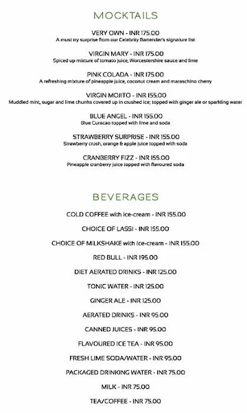 The Green Emerald - Forest Hill Golf & Country Club menu 