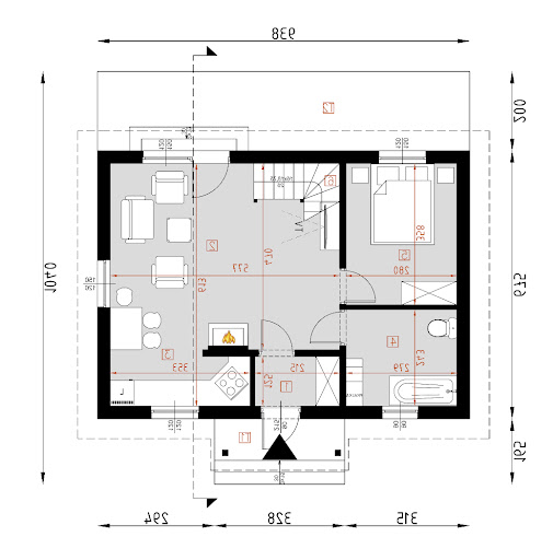 D67 - Paulinka wersja drewniana WT2021 I - Rzut parteru