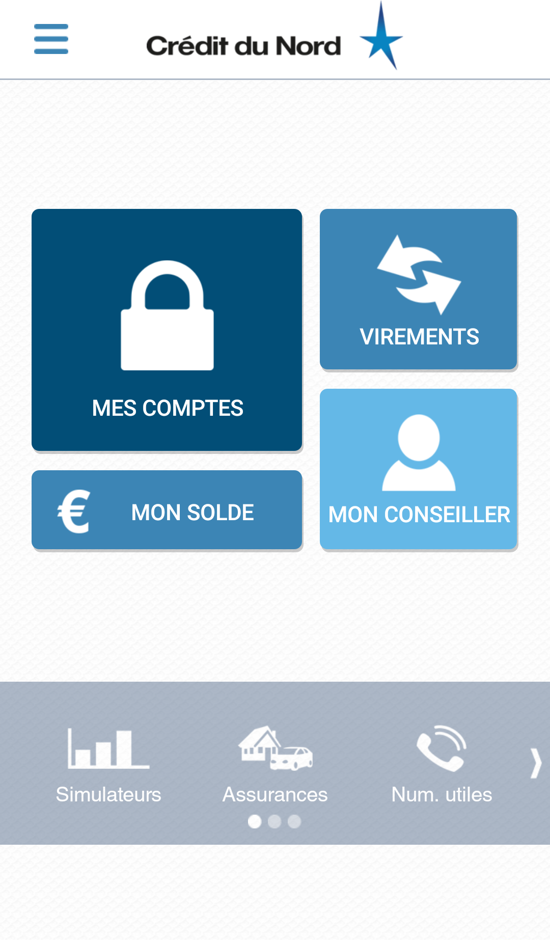 Android application Crédit du Nord screenshort