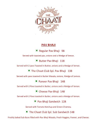 The Chaat Club menu 1