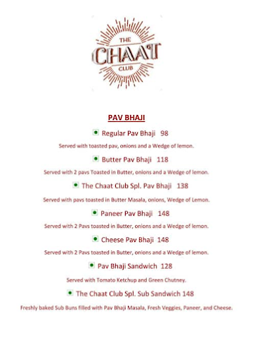 The Chaat Club menu 