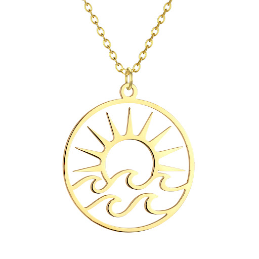 Title 3, Stainless Steel Fashion New Sun Wave Pendant Ne...