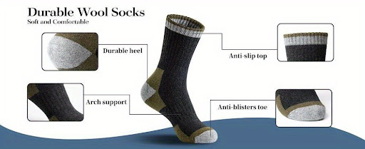 Title 8, Mens Wool Socks Fleece Lined Padded Warm Keepi...