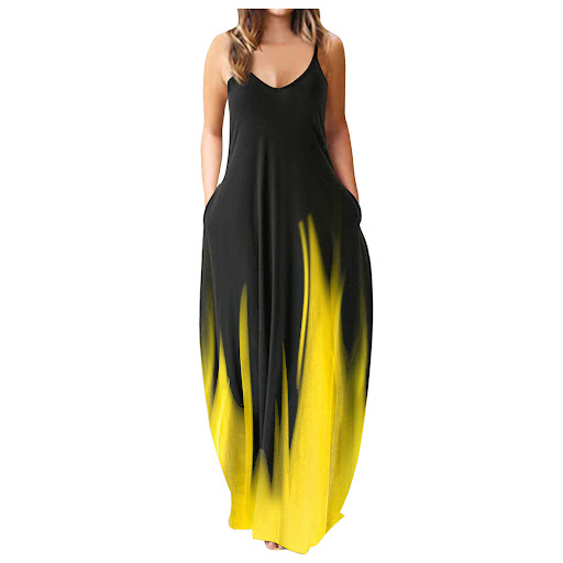 Title 4, Plus Size Casual Print Sling Long Dress. Comfor...