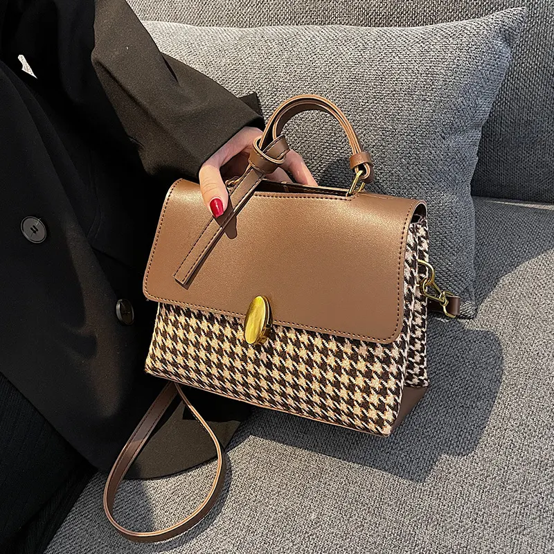 All-match checked handbag, Western style messenger bag. A versatile and stylish bag for any outfit. Shop now!