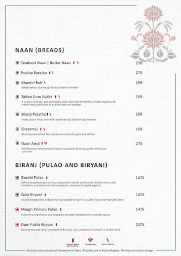 Gourmet Couch By Itc Maurya menu 