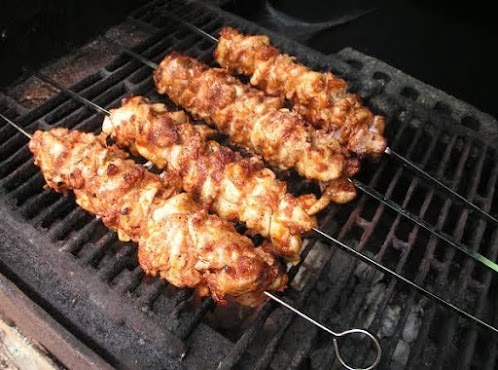 Spicy Chicken Thigh Kebabs With Bacon Paste