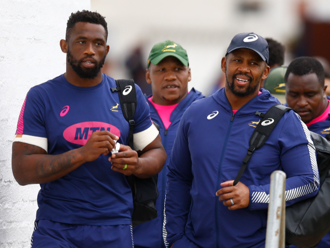 Siya Kolisi (L) with Mzwandile Stick (R) have backed veteran Frans Steyn to impress during the Rugby Championship against Argentina on Saturday.