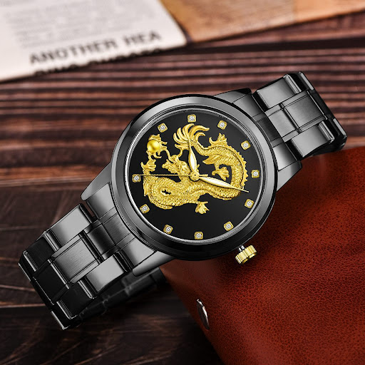 Title 6, Golden Dragon Watch Alloy Steel Band Quartz Watch