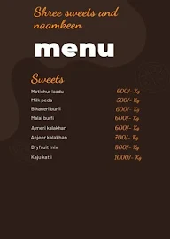 Shree Sweets And Namkeen menu 1