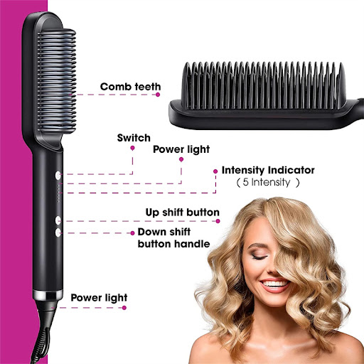 Title 6, 2 in 1 Hair Straightener Hot Comb with Negative...